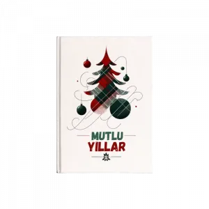 Yılbaşı Ağacı Ekose Desenli, Mutlu Yıllar Kanvas Defter Ürün Görseli