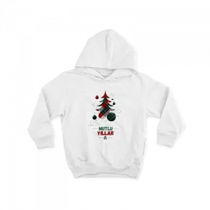 Yılbaşı Ağacı Ekose Desenli, Mutlu Yıllar Çocuk Hoodie Ürün Görseli