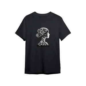 Çiçekli Kadın Silüeti Oversize Tshirt  Ürün Görseli
