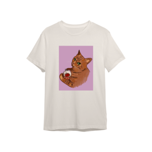 Tekir kedi çay içiyor Oversize Tshirt  Ürün Görseli