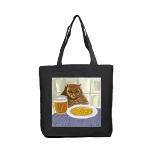 Bira, patates ve kedi Kanvas Çanta Ürün Görseli