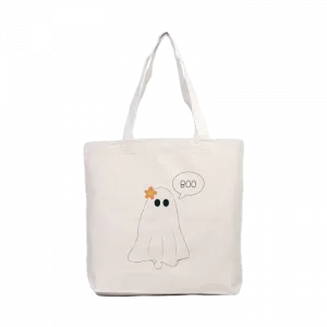 Boo! Sevimli Hayalet İllüstrasyonu Kanvas Çanta Ürün Görseli