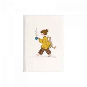 Kedi ve kahve Kanvas Defter Ürün Görseli