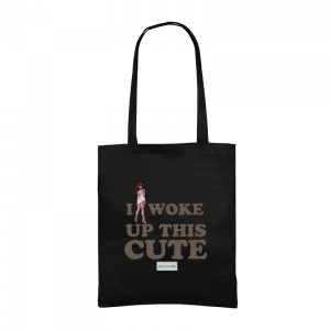 I Woke Up This Cute - Pin-Up Girl Retro Tasarım Gabardin Çanta Ürün Görseli