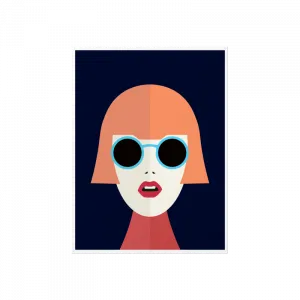 Retro Kız İllüstrasyonu – Minimalist Pop Art Tarzı Poster Ürün Görseli