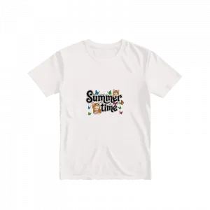 Summer Vibes with Cute Kittens & Butterflies Basic Tshirt Ürün Görseli