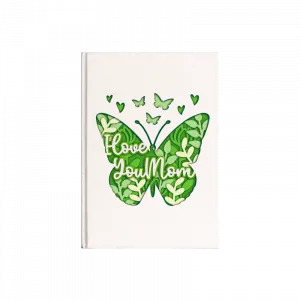 I love you mom 3D butterfly green (anneler günü) Kanvas Defter Ürün Görseli